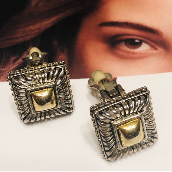 Jewelry - Clip-Ons: Gold & Silver Square Earrings